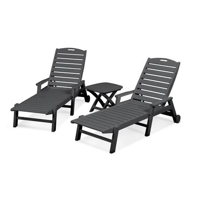 POLYWOOD Nautical 3-piece Outdoor Chaise Lounge Set