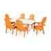 POLYWOOD Vineyard Adirondack Chair 7-Piece Nautical Trestle Dining Set