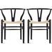 Set of 2 Natural Modern Wood Dining Chair With Back Y Arm Armchair Hemp Seat Home Restaurant Office Desk Work Kitchen