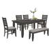 6 Piece Rectangular Dining Set in Dark Grey Finish