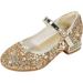 Toddler Girls Dress Shoes Pumps Rhinestone Glitter Sequins Princess Low Heels Party Dance Shoes Rhinestone Sandals