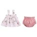 Fsqjgq Girls Spring Dress Toddler Baby Girl Clothes Summer Toddler Girls Sleeveless Prints Tops Shorts Two Piece Outfits Set for Kids Clothes Size 90 Pink