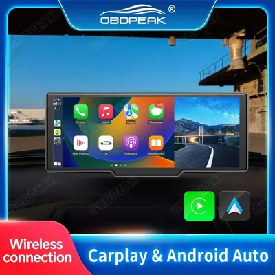 Rétroviseur de voiture sans fil avec caméra de recul CarPlay vidéo Android Auto WiFi navigation