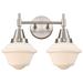 Caden Oxford 16.5"W 2 Light Satin Nickel Bath Vanity Light w/ White Sh