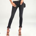 Free People Jeans | Free People Jeans|Free People Black Frayed Hem Distressed Skinny Stretch Jeans | Color: Black | Size: 25