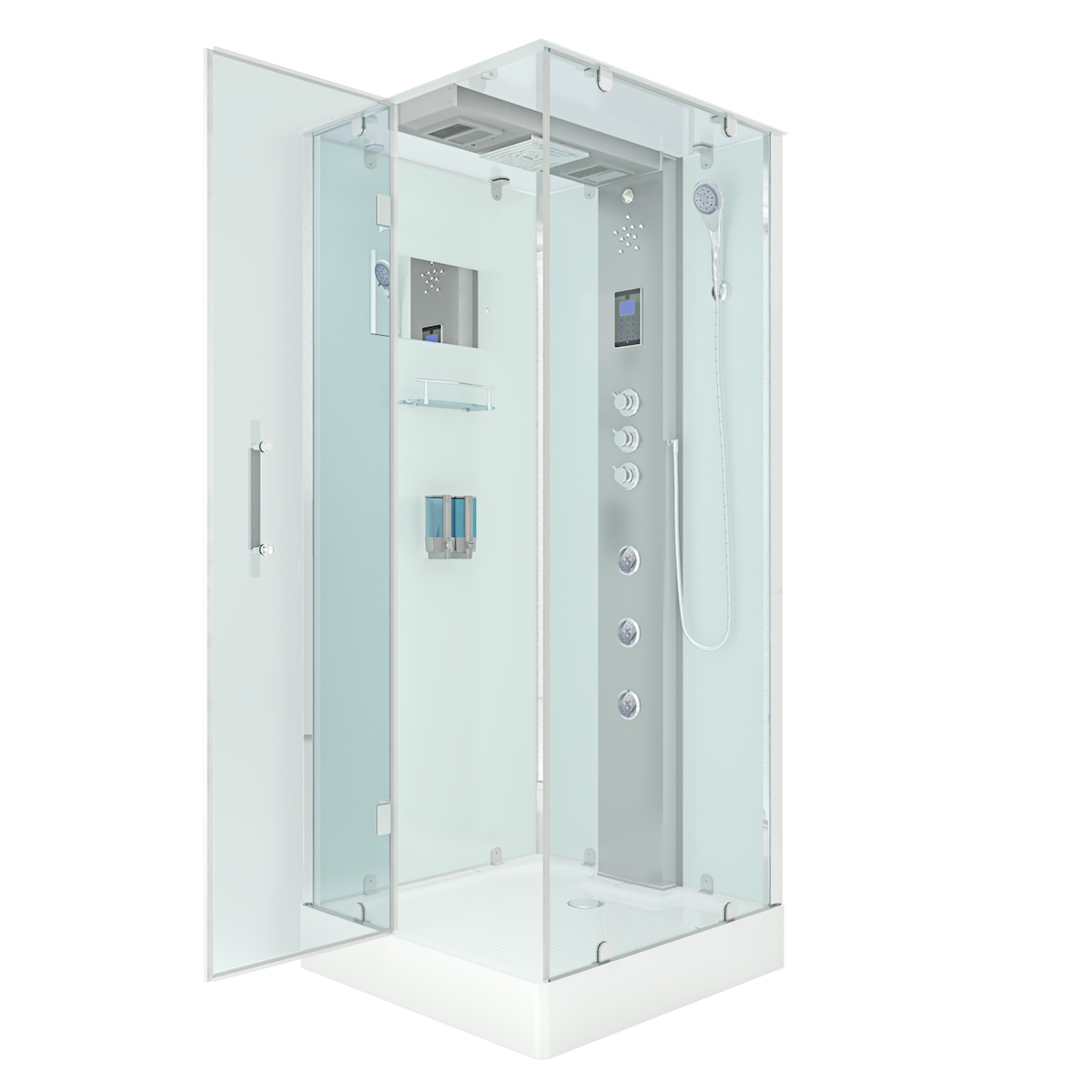 AcquaVapore Duschkabine Komplettdusche Fertigdusche Dusche D38-20L1 100x100 cm ohne 2K Scheiben Versiegelung Image