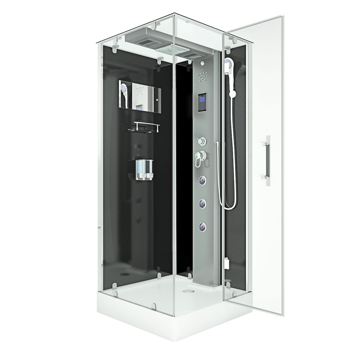 AcquaVapore Duschkabine Komplettdusche Fertigdusche Dusche D38-13R0-EC 90x90 cm mit 2K Scheiben Versiegelung Image