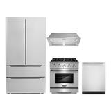 Cosmo 4 Piece Kitchen Appliance Package w/ French Door Refrigerator, 30" Gas Freestanding Range, Built-In Dishwasher, Insert Range Hood, & Ai | Wayfair