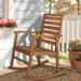 Penny Modern Slat-Back 300-Lbs Support Acacia Wood Patio Outdoor Rocking Chair, by JONATHAN Y - 22.4"