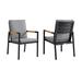 Dex 23 Inch Outdoor Dining Chair, Set of 2, Dark Gray Cushions, Black Frame