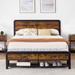 17 Stories Xyleena Tufted Storage Platform Bed Wood & /Upholstered/Velvet/Metal in Black/Brown/Gray | 41.8 H x 62.2 W x 95.4 D in | Wayfair