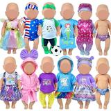 WONDOLL 10 Sets 16-18-Inch-Baby-Doll-Clothes-Outfits Dress Headbands Accessories Compatible with 43cm New-Born-Baby-Doll Bitty-15-inch-Baby-Doll American-18-Inch-Girl Doll