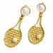 Panda Superstore Women Gold Color Dangle Hoop Tennis Racquet Dangle Ear Clip Fan Gift Clip on Earrings - 6 Piece
