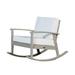 Rocking Chair Outdoor Indoor Rocker Chair with Deep Seat Cushion and Thicken Backrest Wooden Upholstered Leisure Armchair for Home Balcony Patio & Garden Driftwood Gray Finish+Cream Cushions