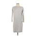 Gap Casual Dress Crew Neck 3/4 sleeves: Gray Print Dresses - Women's Size Small Tall