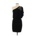 B. Darlin Cocktail Dress - Party One Shoulder Short sleeves: Black Print Dresses - Women's Size 7
