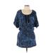 Angie Casual Dress - Mini Scoop Neck Short sleeves: Blue Dresses - Women's Size Medium