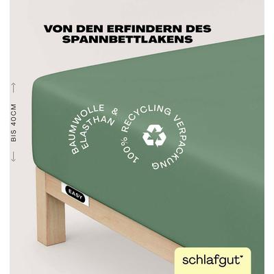 Spannbettlaken SCHLAFGUT "EASY Jersey Elasthan Boxspring", grün (grün mid), B:120-130cm L:200-220cm, Jersey, Obermaterial: 95% Baumwolle, 5% Elasthan, Laken, MADE IN GREEN by OEKO-TEX Image