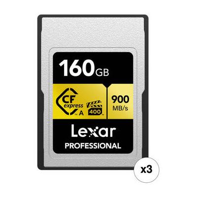 Lexar 160GB Professional CFexpress Type A Card GOLD Series (3-Pack) LCAGOLD160G-RNENG