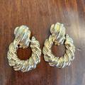 Anthropologie Jewelry | Anthropologie Textured Metal Round Earrings | Color: Gold | Size: Os