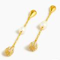 J. Crew Jewelry | Jcrew Pearl And Pave’ Crystal Waterfall Drop Earrings Nwt Crystal Gold | Color: Gold/White | Size: Os