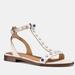 Coach Shoes | Coach Sadie Embellished T-Strap Chalk Leather Sandals Style Q8973 Size 9.5 | Color: White | Size: 9.5