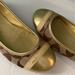 Coach Shoes | Coach Ballet Flats Cecile Gold Cap Toe C Logo Printed Fabric Leather Trim | Color: Brown/Gold | Size: 6