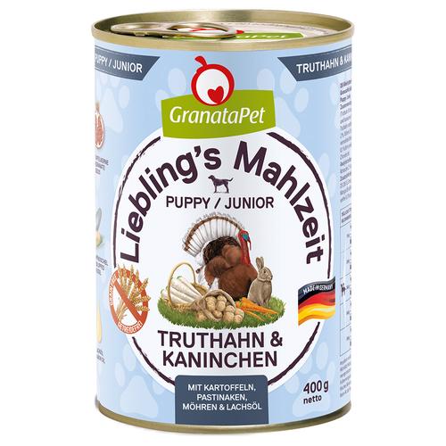 6x400g Granatapet Liebling's Mahlzeit Junior Truthahn & Kaninchen Hundefutter nass