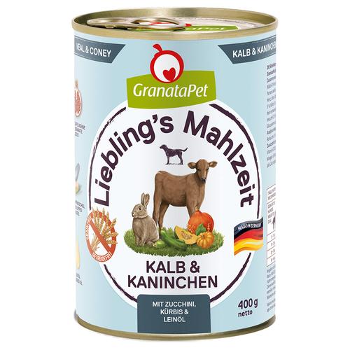 6x400g Granatapet Liebling's Mahlzeit Kalb & Kaninchen Hundefutter nass