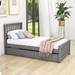 Red Barrel Studio® Mashonda Twin Size Wooden Platform Bed w/ Trundle Wood in Gray | 41 H x 42 W x 79 D in | Wayfair