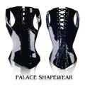 Corset en similicuir PVC noir Steampunk Basque Cincher Bustier Sexy Wasit Trainer Drums