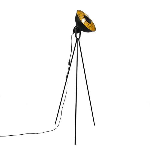 Industrie-Stehlampe Stativ schwarz mit gold - Magna Basic 25