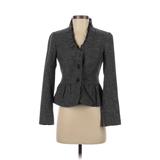 Ann Taylor LOFT Blazer Jacket: Short Gray Print Jackets & Outerwear - Women's Size 0 Petite