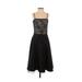 Charlotte Russe Cocktail Dress - Midi Square Sleeveless: Black Print Dresses - Women's Size 3