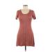 SWS Streetwear Society Casual Dress - A-Line Scoop Neck Short sleeves: Brown Print Dresses - Women's Size Medium