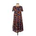 Lularoe Casual Dress - Midi: Black Floral Motif Dresses - Women's Size 2X-Small
