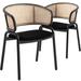 Ervilla Velvet Dining Chair with Wicker Back, Set of 2 by LeisureMod