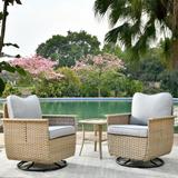 OVIOS 3-piece Pet-Friendly Patio Furniture Swivel Chairs Wicker Set
