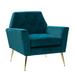 Contemporary and Classic Style Accent Chairs Arm Chair Velvet Fabric Padded Seat with Metal Base and Button-tufted Backrest