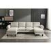 U-shape Sectional Sofa Polyester Fabric Upholstered 4 Seater Sofa Lounge Chaise Living Room Couch with Ottoman Included