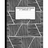 Unruled Composition Notebook 8 x 10 . 120 Pages. Hatched Trapezoids White Black: Unruled Composition Notebook 8 x 10 . 120 Pages. Beautiful Hatched Trapezoids White Black Background Pattern. (Paperb