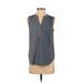 H&M Sleeveless Blouse: Blue Print Tops - Women's Size X-Small