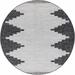 Hauteloom Djugun Outdoor Area Rug - Outside Porch Patio Rug Carpet - Waterproof Rug - Geometric - Black Gray Off White White - 5 3 Round