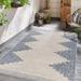 Hauteloom Djugun Outdoor Area Rug - Outside Porch Patio Rug Carpet - Waterproof Rug - Geometric - Blue Gray Beige - 5 3 x 7 7