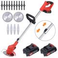 Electric Cordless Weed Wacker 3 in 1 Grass Trimmer Brush Cutter with 3 Types Blades and 2Pcs Rechargeable Battery for Garden Yard