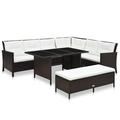 vidaXL Patio Lounge Set 3 Piece with Cushions Poly Rattan Chair Multi Colors