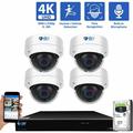 GW Security 8 Channel NVR UltraHD 4K Face/Human/Vehicle Detection PoE Security Camera System with 4 x 4K (8MP) IP Microphone AI Dome Camera 100ft Night Vision Outdoor/Indoor Surveillance Camera