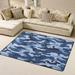 DouZhe Abstract Blue Camouflage Pattern Area Rugs Non-Slip Machine Washable Floor Mat Modern Style Carpet Doormat 63x48 inches