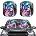 Diaonm Catching the Dream Net Wolf Car Sun Shade Windshield Sunshade Universal Fit 2 Pack Protect Car Interior from Heat and UV Damage Keep Your Car Cool