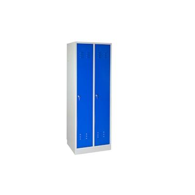 PROREGAL Garderobenschrank Ermine mit 2 Türen | HxBxT 178x60x50cm | Lichtgrau/Blau Image
